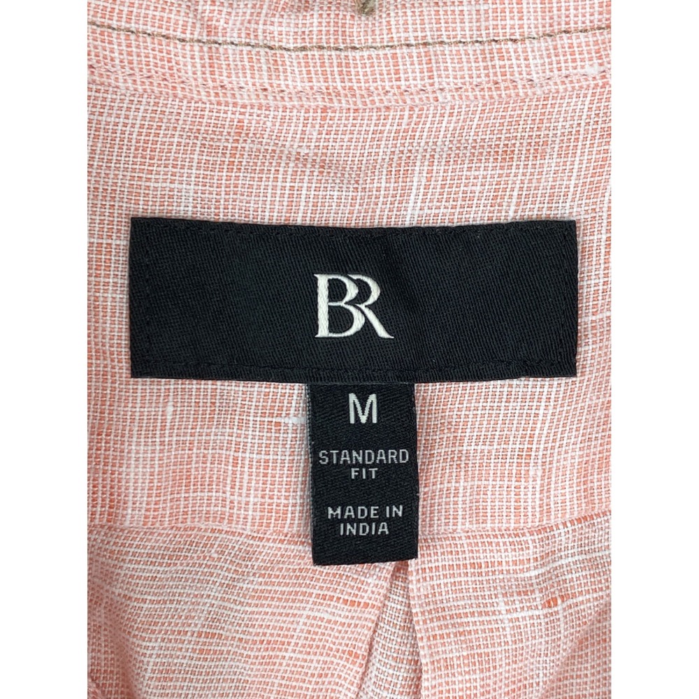 Banana Republic Mens 100% Linen Shirt M Pink Standard Fit Pastel Button Up Prep - Picture 5 of 9